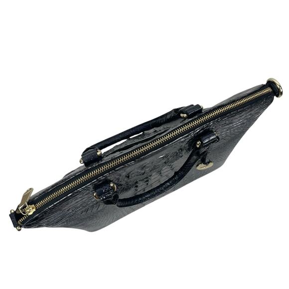 Brahmin Large Duxbury Satchel Bag Nocturnal Melbourne Black Leather Croc - Picture 6 of 11